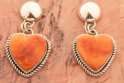 Artie Yellowhorse Genuine Spiny Oyster Shell Heart  Earrings